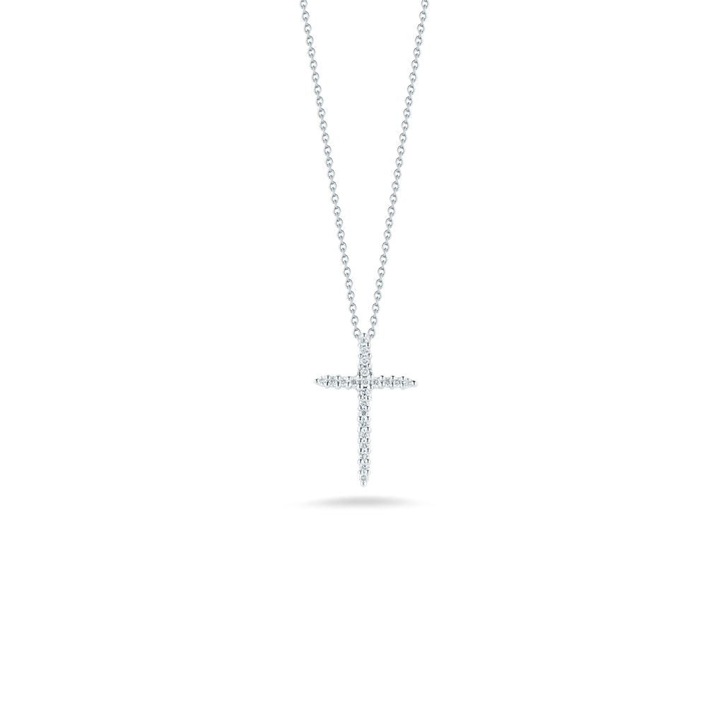 Roberto Coin 18K White Gold Roberto Coin Diamond Sliver Cross Pendant Pendants