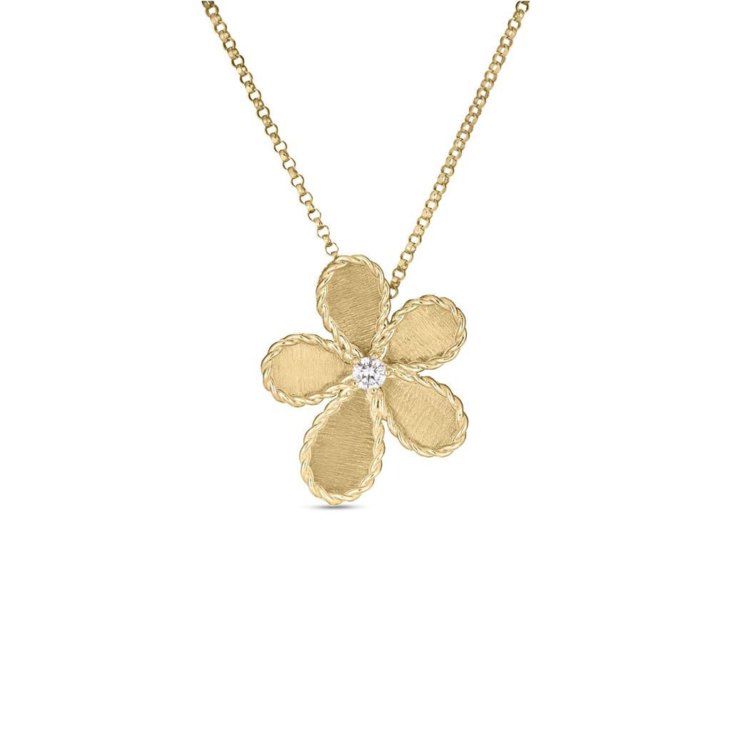 Roberto Coin 18K Yellow Gold Roberto Coin Jasmine Diamond Small Flower Necklace Necklaces