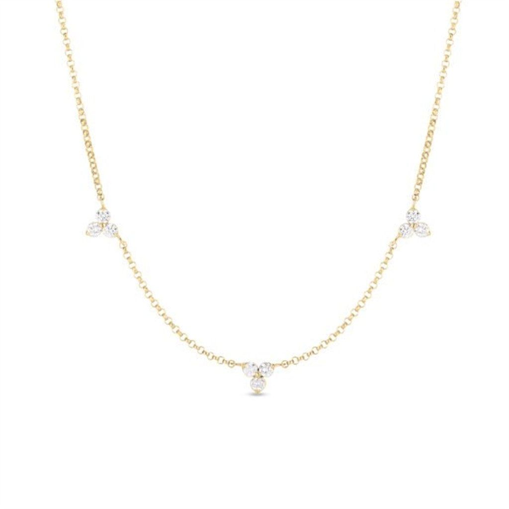 Roberto Coin 18K Yellow Gold Roberto Coin Diamonds by the Inch 3 Station Flower Necklace Necklaces