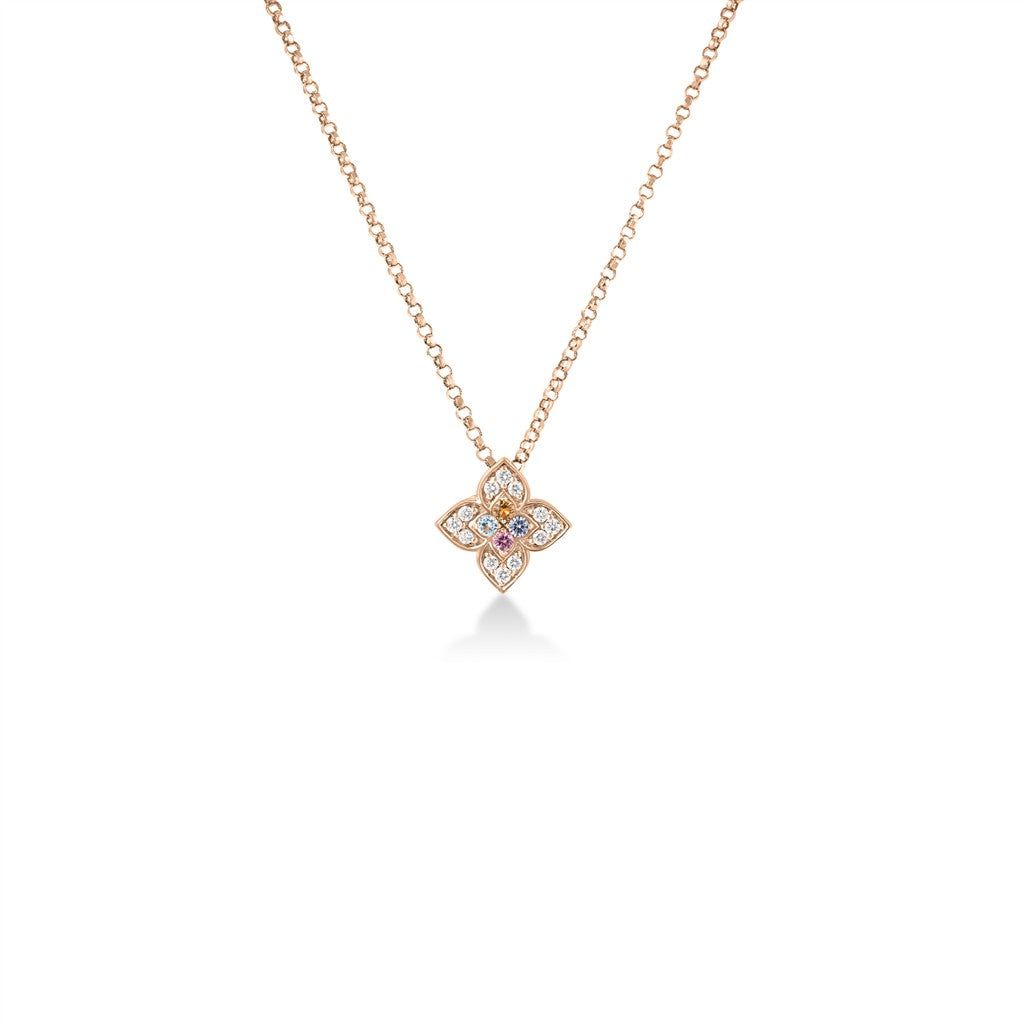 18K Rose Gold Roberto Coin Venetian Princess Carnival Small Flower Necklace