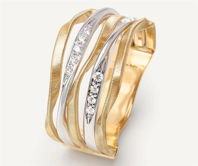 Marco Bicego 18K Yellow Gold Marco Bicego 5-Strand Coil Ring with Diamond Strands Rings - Women's