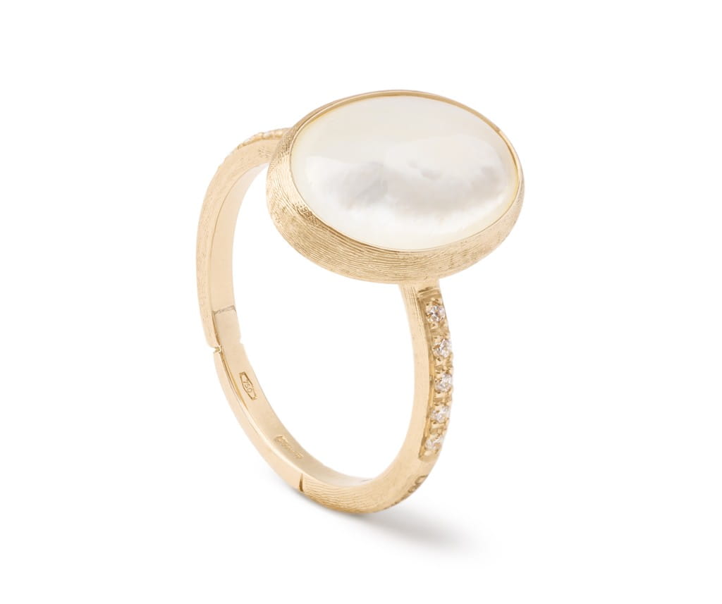 Marco Bicego 18K Yellow Gold Marco Bicego Mother of Pearl Ring with Diamond Pave Shank Rings - Women's