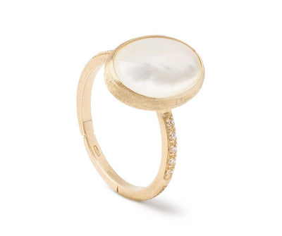 Marco Bicego 18K Yellow Gold Marco Bicego Mother of Pearl Ring with Diamond Pave Shank Rings - Women's
