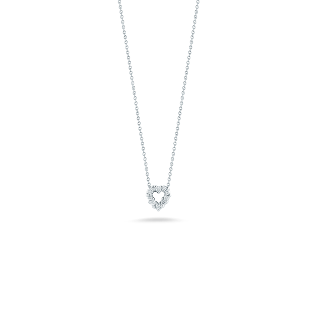 18K White Gold Roberto Coin Diamond Baby Heart Necklace