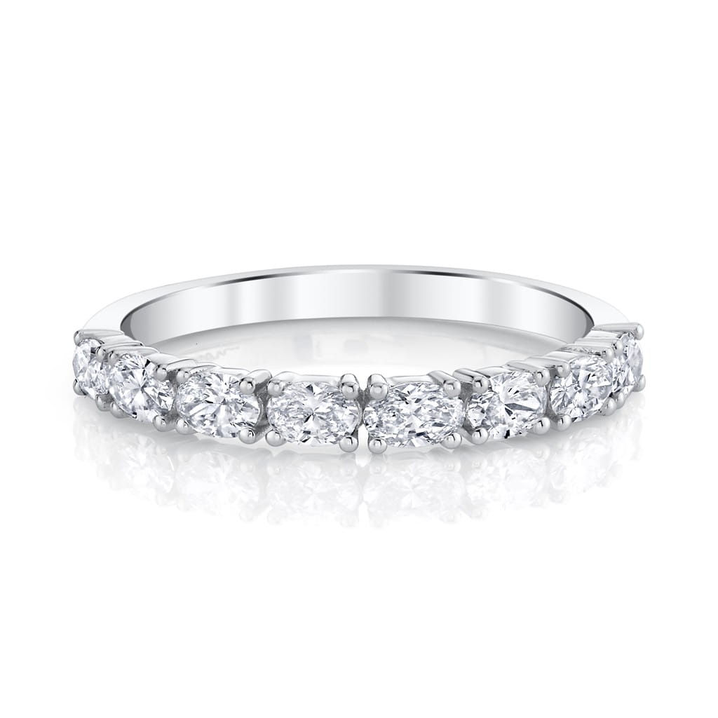 Emerson Fine Jewelry Platinum East-West Half Eternity Oval Cut Diamond Band Rings - Women's
