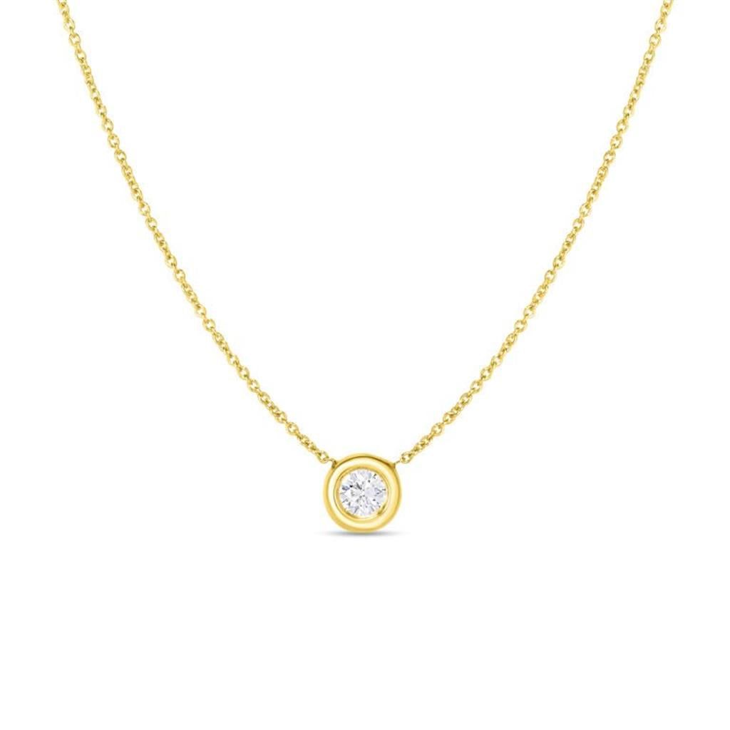 Roberto Coin 18K Yellow Gold Tiny Treasure Single Diamond Bezel Necklace Necklaces