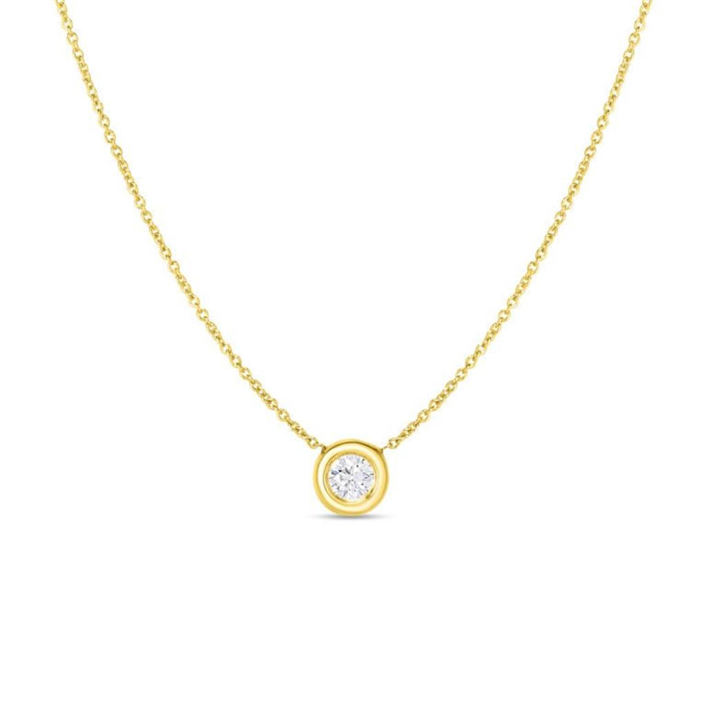 18K Yellow Gold Tiny Treasure Single Diamond Bezel Necklace