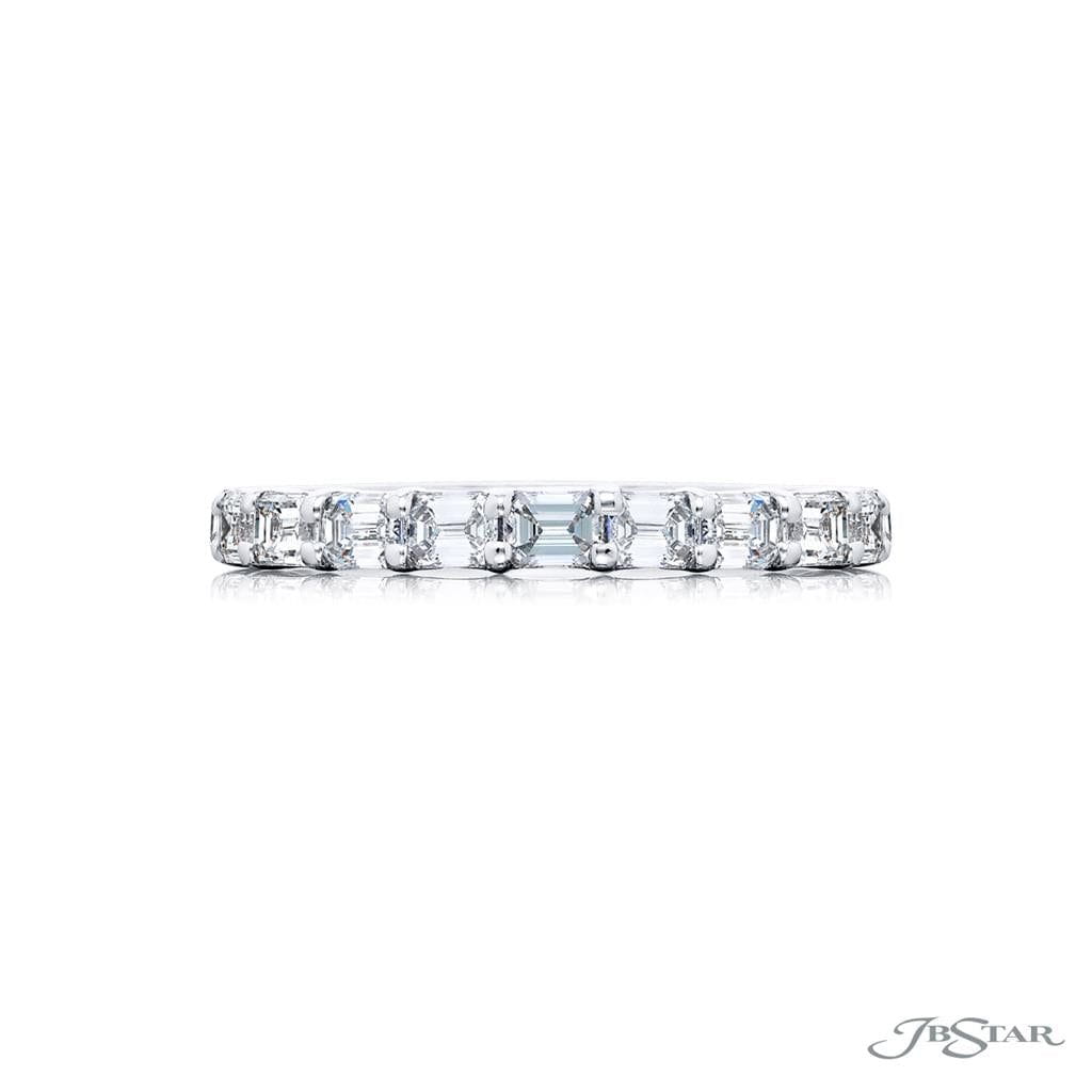 JB Star Platinum JB Star East to West Diamond Wedding Band Featuring Emerald Cut Diamonds Rings - Women's