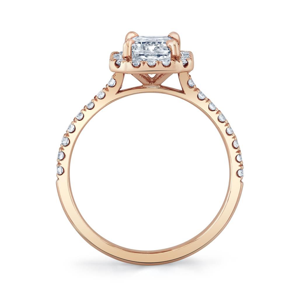 Emerson Fine Jewelry 18K Rose Gold Mia Emerald Halo With Pave Diamond Engagement Ring Engagement Rings