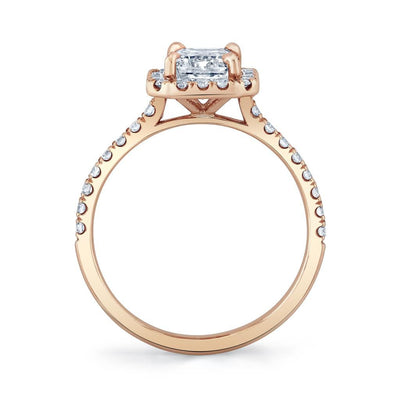 Emerson Fine Jewelry 18K Rose Gold Mia Emerald Halo With Pave Diamond Engagement Ring Engagement Rings