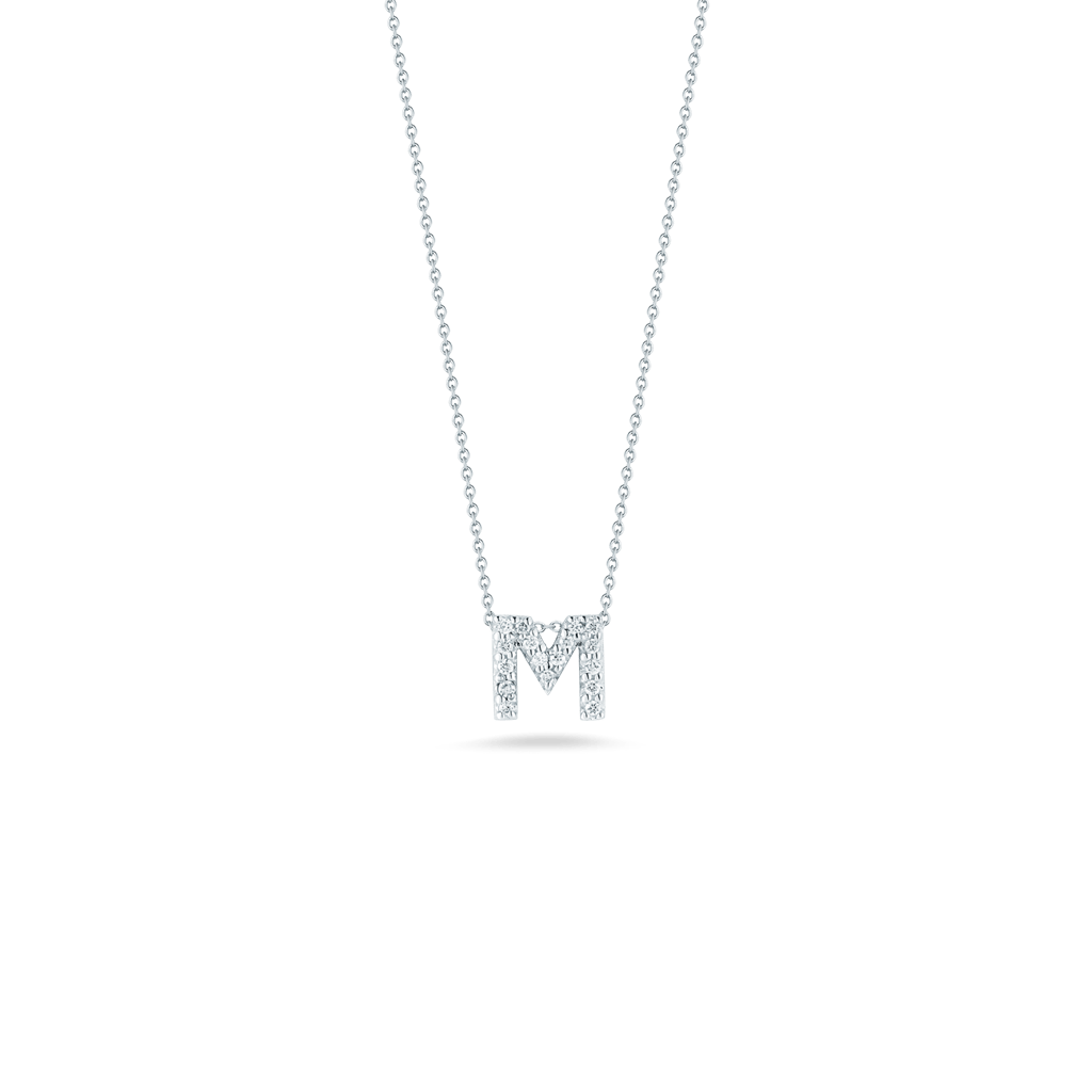 Roberto Coin 18K White Gold Roberto Coin Letter "M" Pendant with Diamonds Pendants