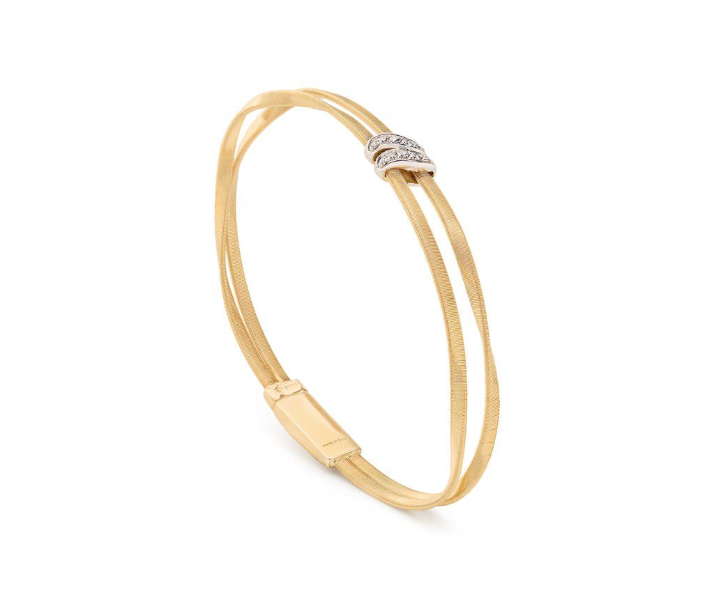 18K Yellow Gold Marco Bicego Two-Strand Coil Bracelet with Diamonds