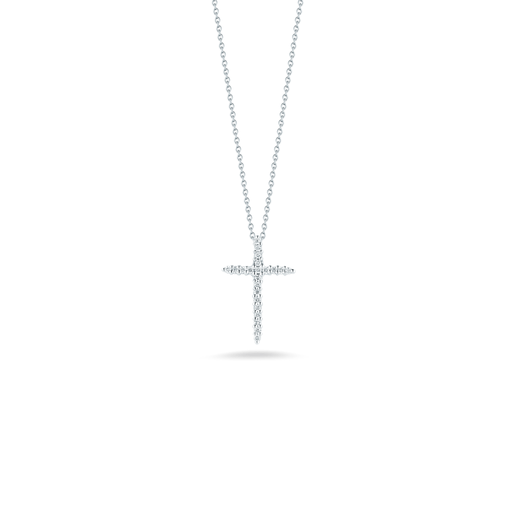 Roberto Coin 18K White Gold Roberto Coin Diamond Sliver Cross Pendant Pendants