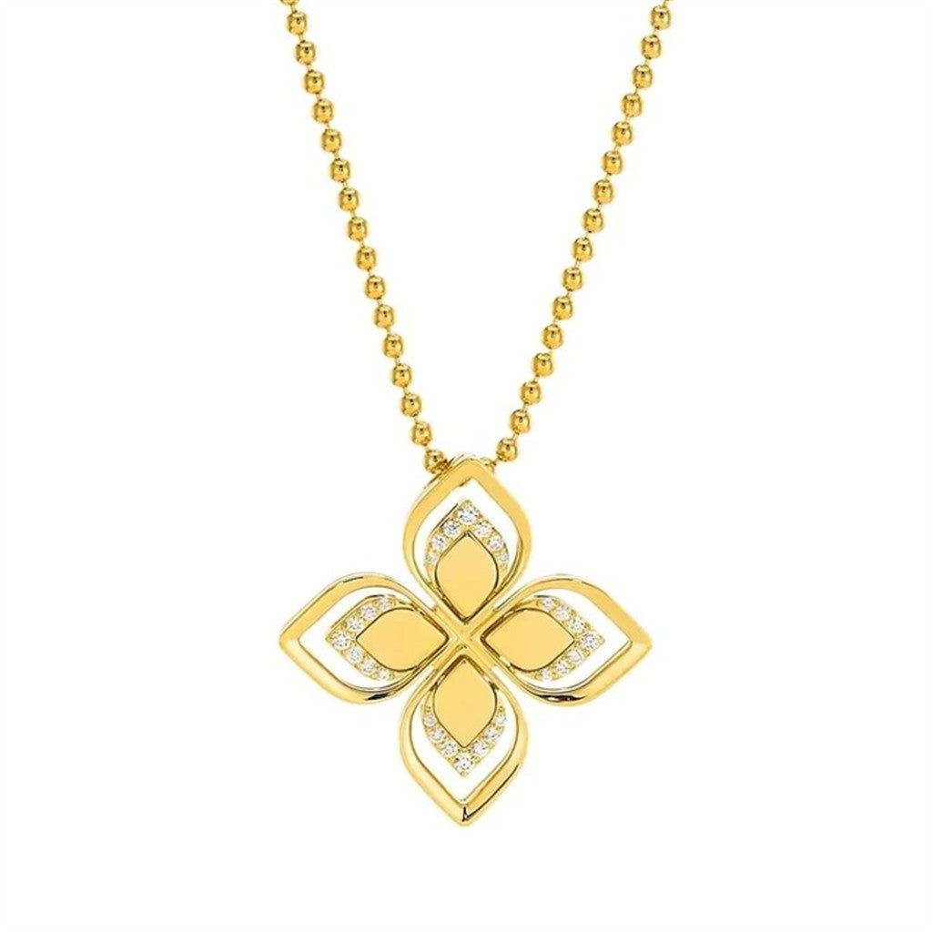 18K Yellow Gold Roberto Coin Diamond Venetian Princess Pendant