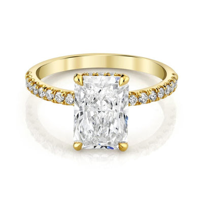 Emerson Fine Jewelry 18K Yellow Gold Everly Elongated Radiant Hidden Halo with Pave Diamond Engagement Ring Engagement Rings