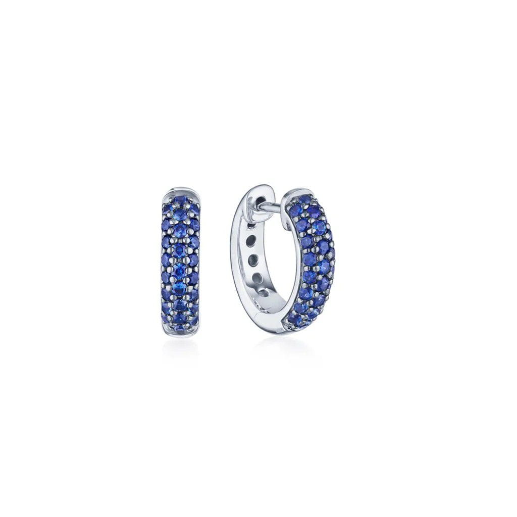 Kwiat 18K White Gold Kwiat Petite Hoop Earring with Pavé Sapphires Earrings