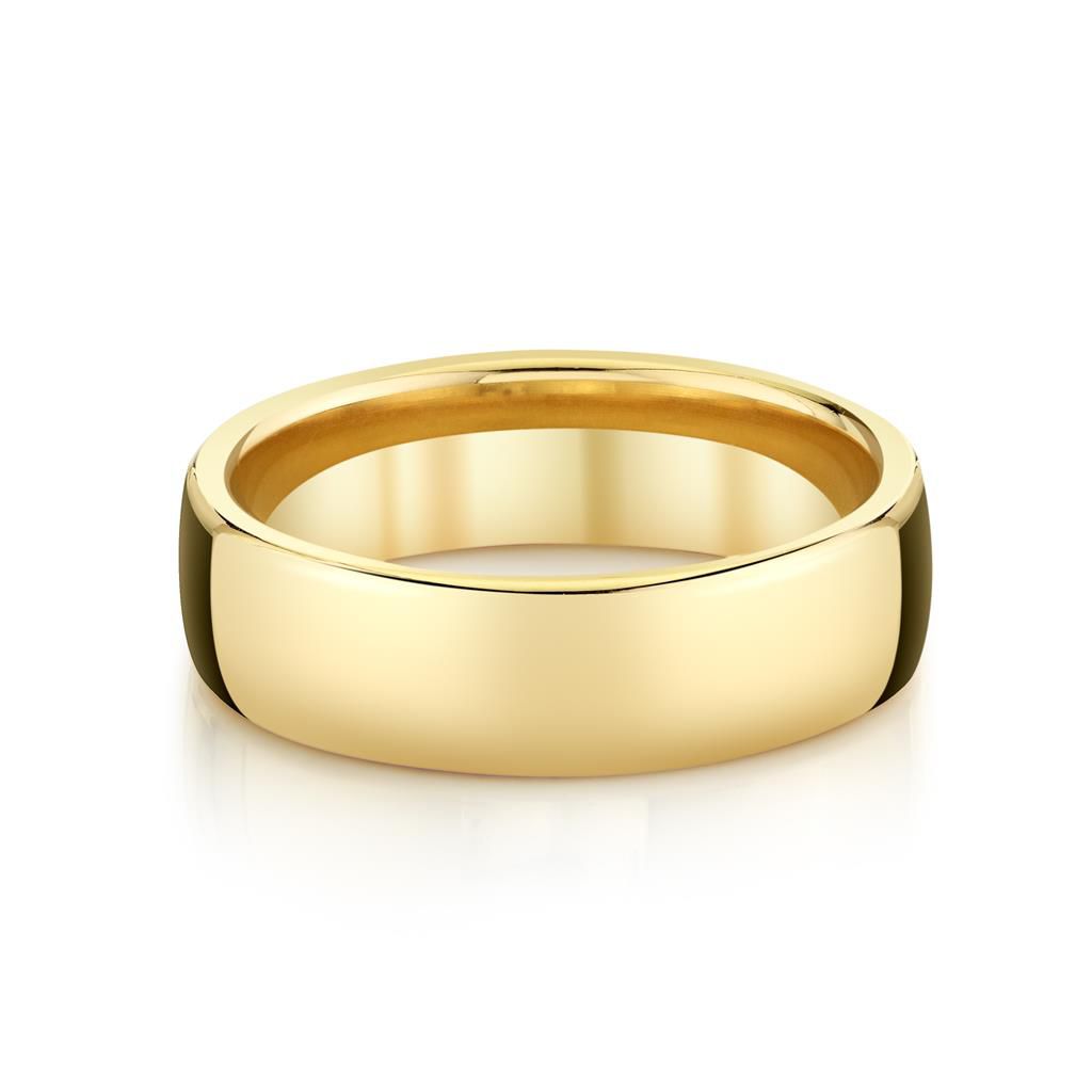 Benchmark 18K Yellow Gold Benchmark European Dome Comfort Fit Wedding Band Rings - Men's