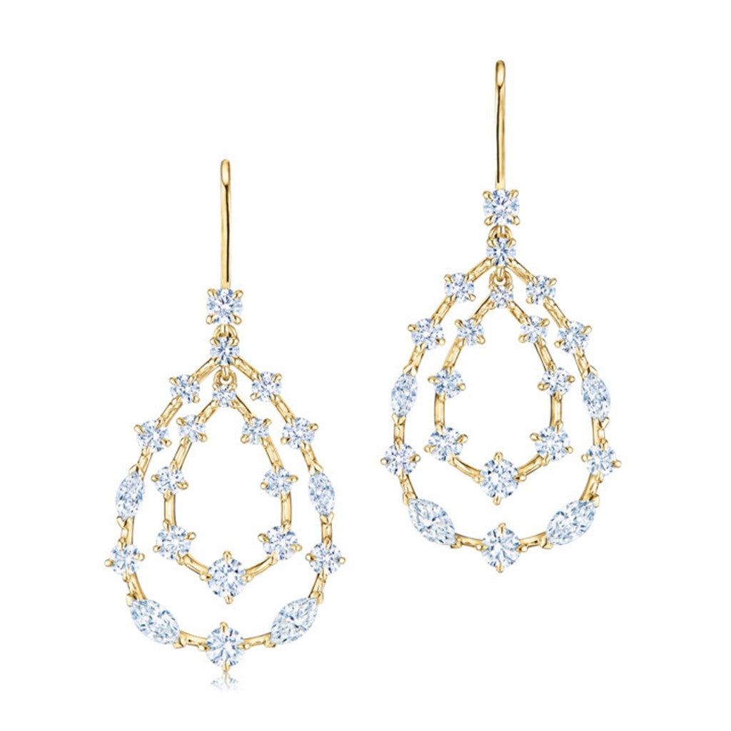 Kwiat 18K Yellow Gold Kwiat Starry Night Double Teardrop Earrings with Diamonds Earrings