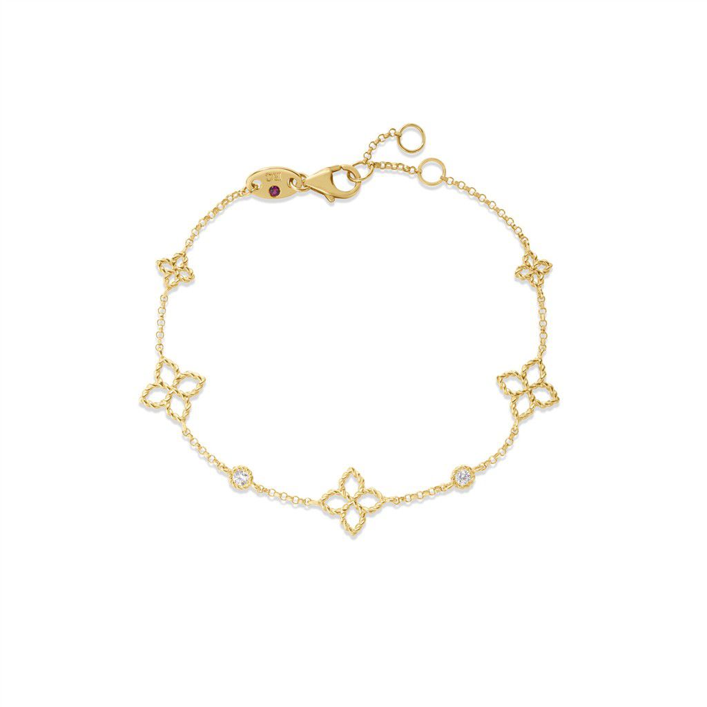 Roberto Coin 18K Yellow Gold Roberto Coin Princess Flower Diamond & Flower Station Bracelet Bracelets - Women's