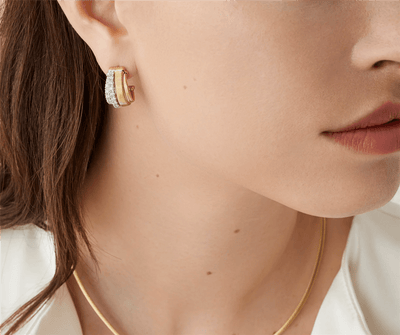 Marco Bicego 18K Yellow Gold Marco Bicego Coil and 2 Row Diamond Huggie Earrings Earrings