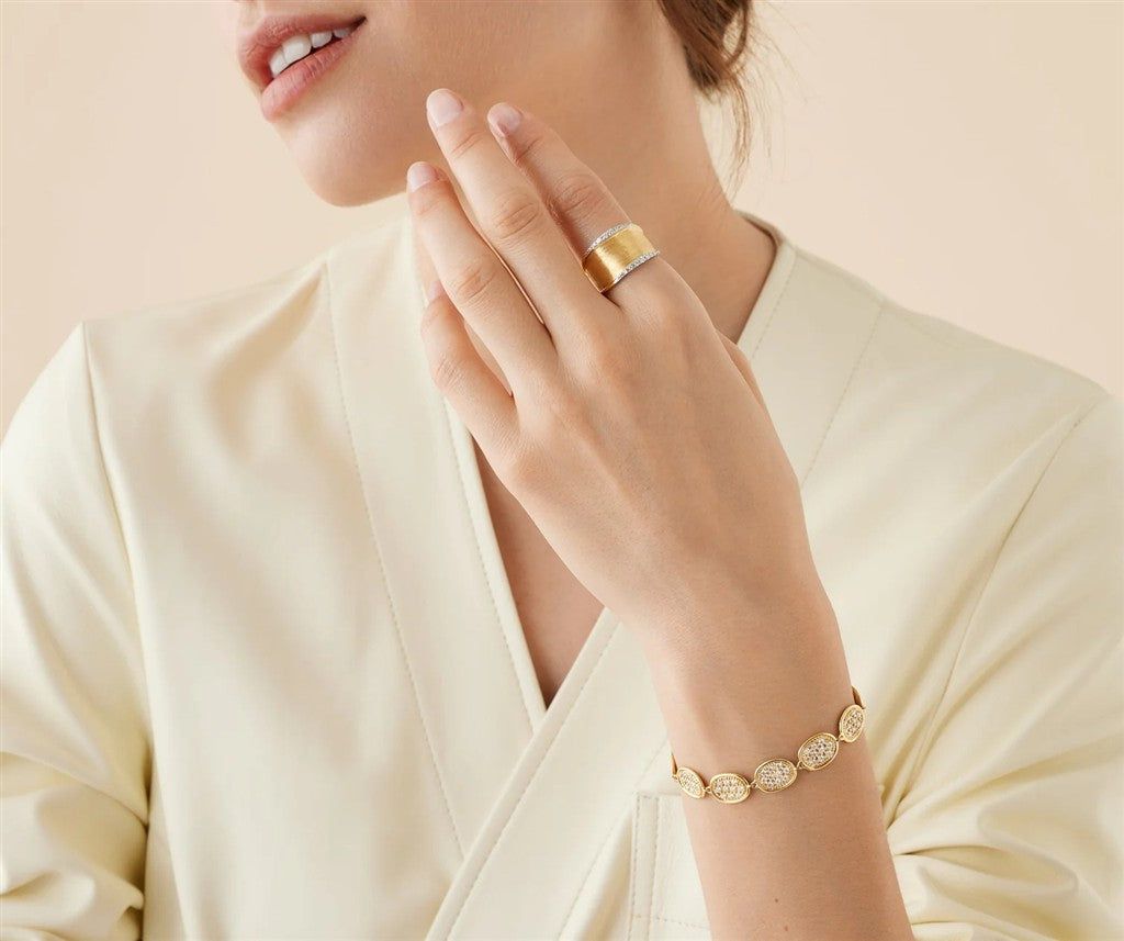 Marco Bicego 18K Yellow Gold Marco Bicego Medium Band with Diamonds Rings - Women's