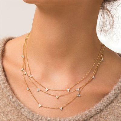 18K Yellow Gold Roberto Coin Diamonds by The Inch 5 Station Flower Necklace