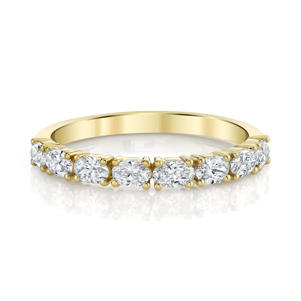 Emerson Fine Jewelry 18K Yellow Gold East-West Half Eternity Oval Cut Diamond Band Rings - Women's