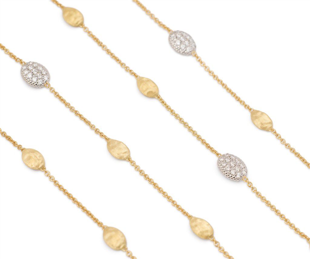 Marco Bicego 18K Yellow Gold Marco Bicego Bean Necklace with Diamonds, 36" Necklaces
