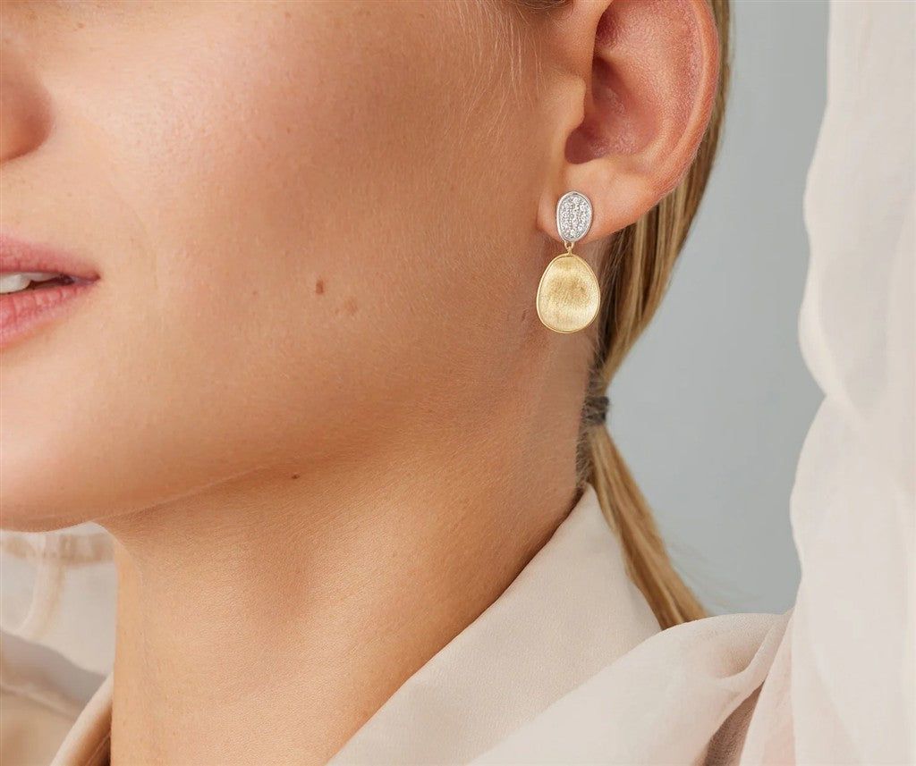 Marco Bicego 18K Yellow Gold Marco Bicego Double Drop Earring With Diamonds, Small Earrings