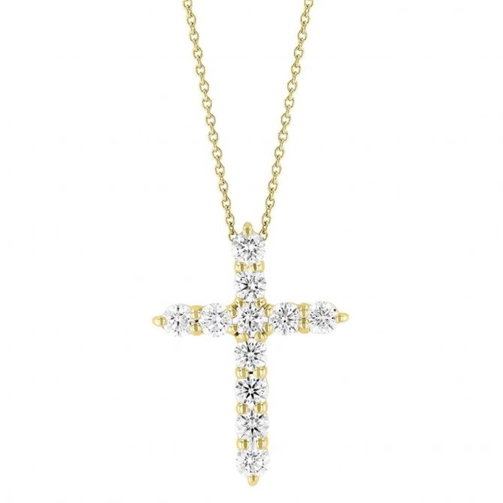 Roberto Coin 18K Yellow Gold Tiny Treasure Diamond Cross Necklace Pendants