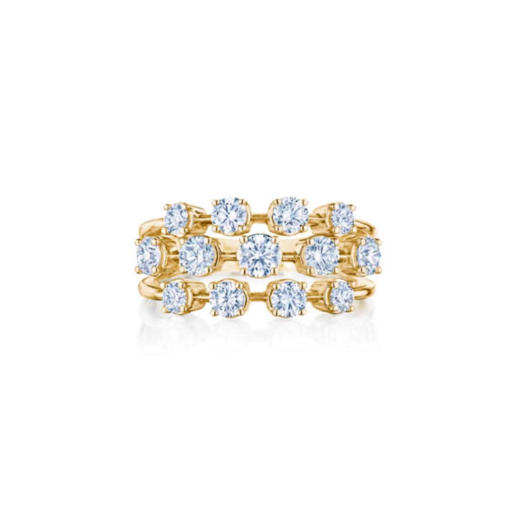 18K Yellow Gold Kwiat Starry Night Three Row Diamond Ring