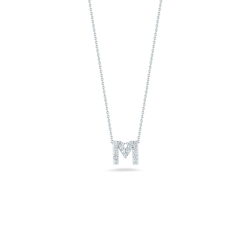 Roberto Coin 18K White Gold Roberto Coin Letter "M" Pendant with Diamonds Pendants