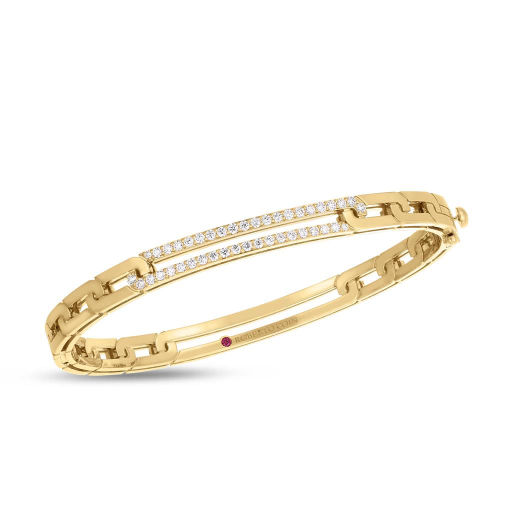 Roberto Coin 18K Yellow Gold Roberto Coin Navarra Pave Extended Link Bangle Bracelets - Women's