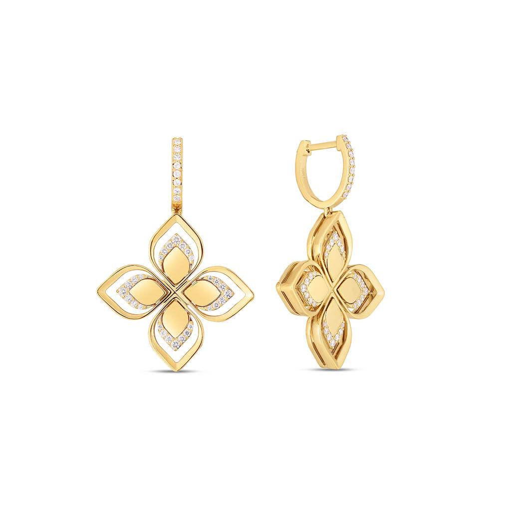 Roberto Coin 18K Yellow Gold Roberto Coin Diamond Open Frame Venetian Earrings Earrings