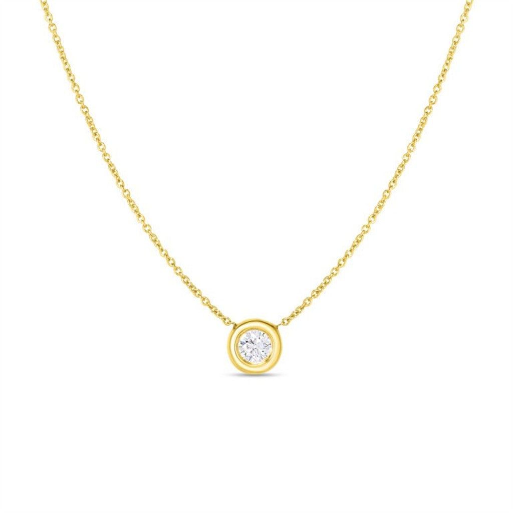Roberto Coin 18K Yellow Gold Tiny Treasure Single Diamond Bezel Necklace Necklaces