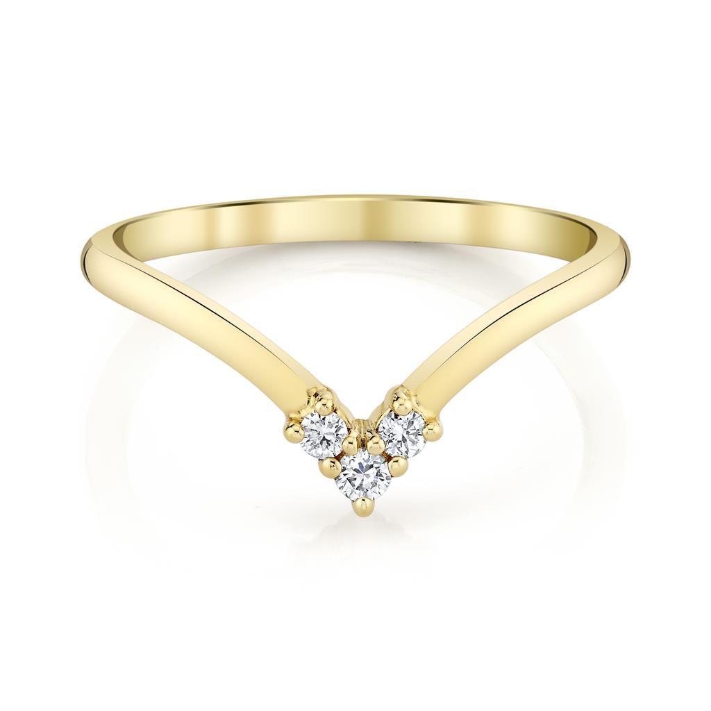 Emerson Fine Jewelry 18K Yellow Gold Peony Three-stone Chevron Band Rings - Women's