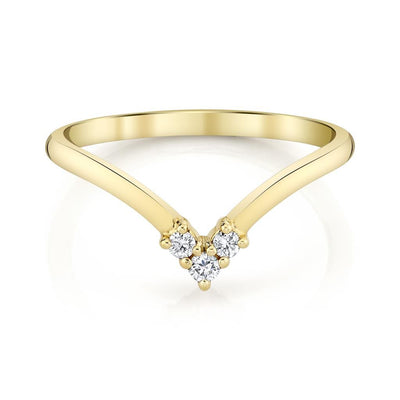 Emerson Fine Jewelry 18K Yellow Gold Peony Three-stone Chevron Band Rings - Women's