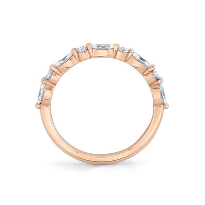 18K Rose Gold Mix Shape Shared Prong Diamond Band