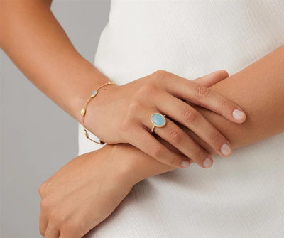 Marco Bicego 18K Yellow Gold Marco Bicego Aquamarine Ring with Diamond Pave Shank Rings - Women's