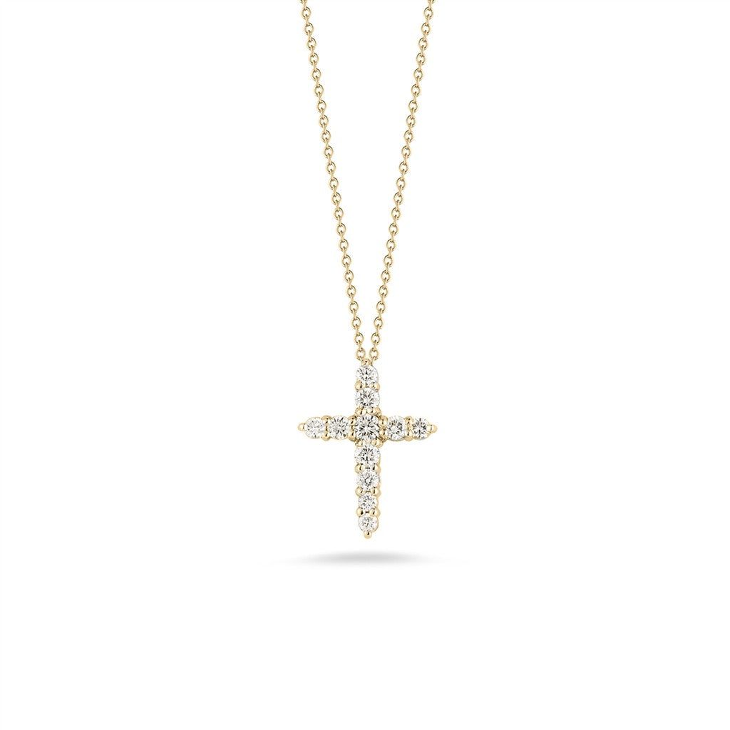 18K Yellow Gold Roberto Coin Diamond Cross Pendant