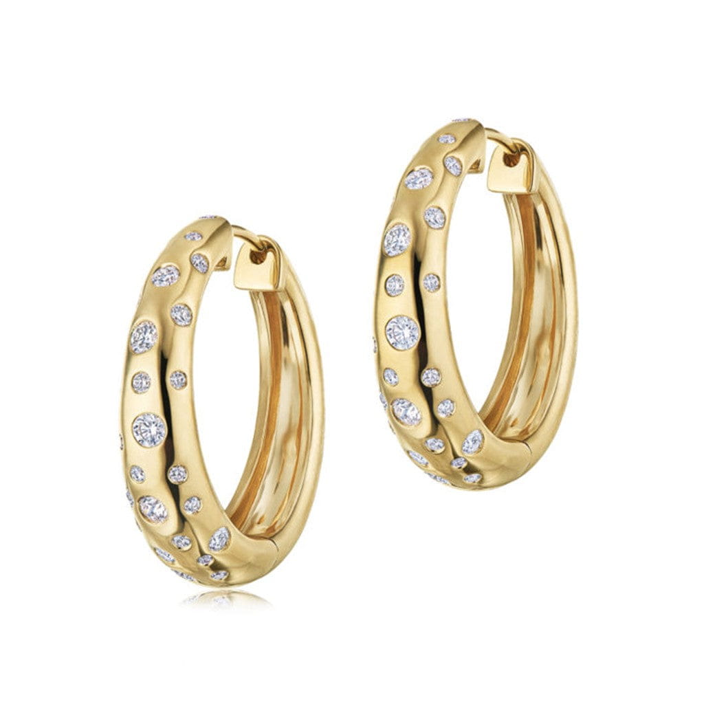 Kwiat Cobblestone 18K Yellow Gold Kwiat Hoop Earrings with Diamond Accents Earrings