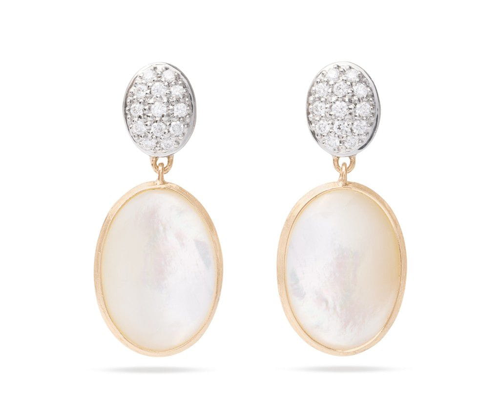 Marco Bicego 18K Yellow Gold Marco Bicego Mother of Pearl Earrings with Diamonds Earrings