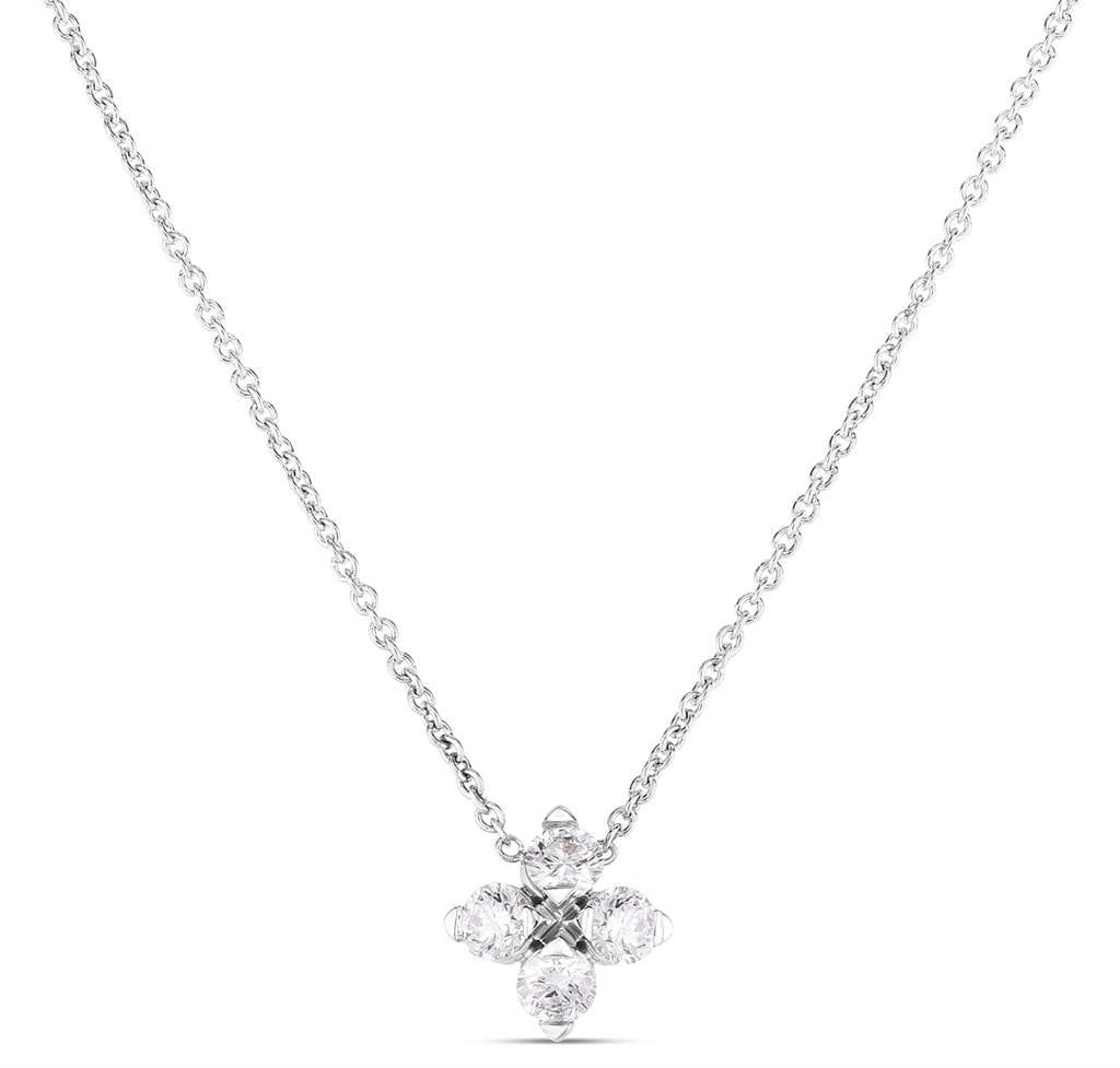 Roberto Coin 18K White Gold Roberto Coin Love in Verona Small Flower Diamond Necklace Necklaces
