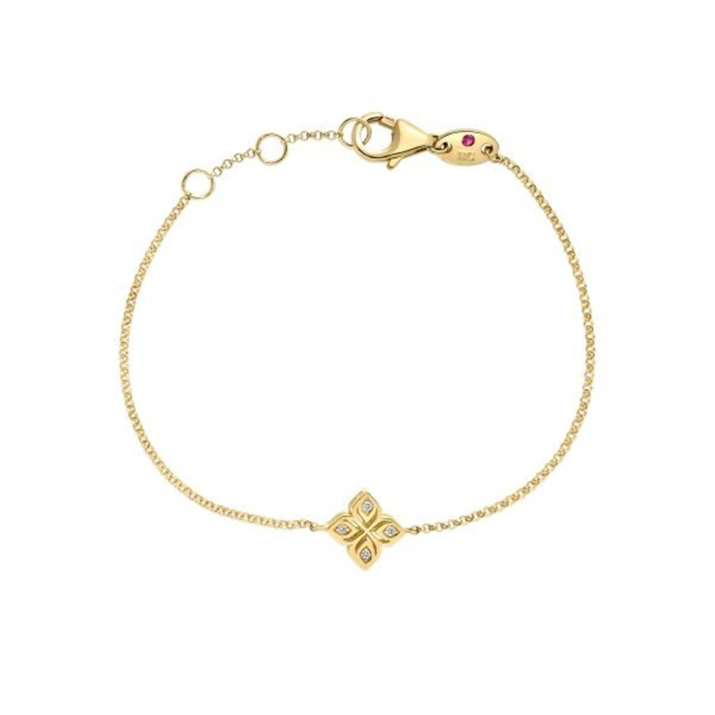 18K Yellow Gold Roberto Coin Arabesque Small Diamond Flower Bracelet