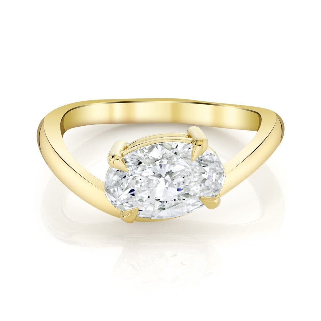 Emerson Fine Jewelry 18K Yellow Gold Oval Offset Silhouette Diamond Engagement Ring Engagement Rings