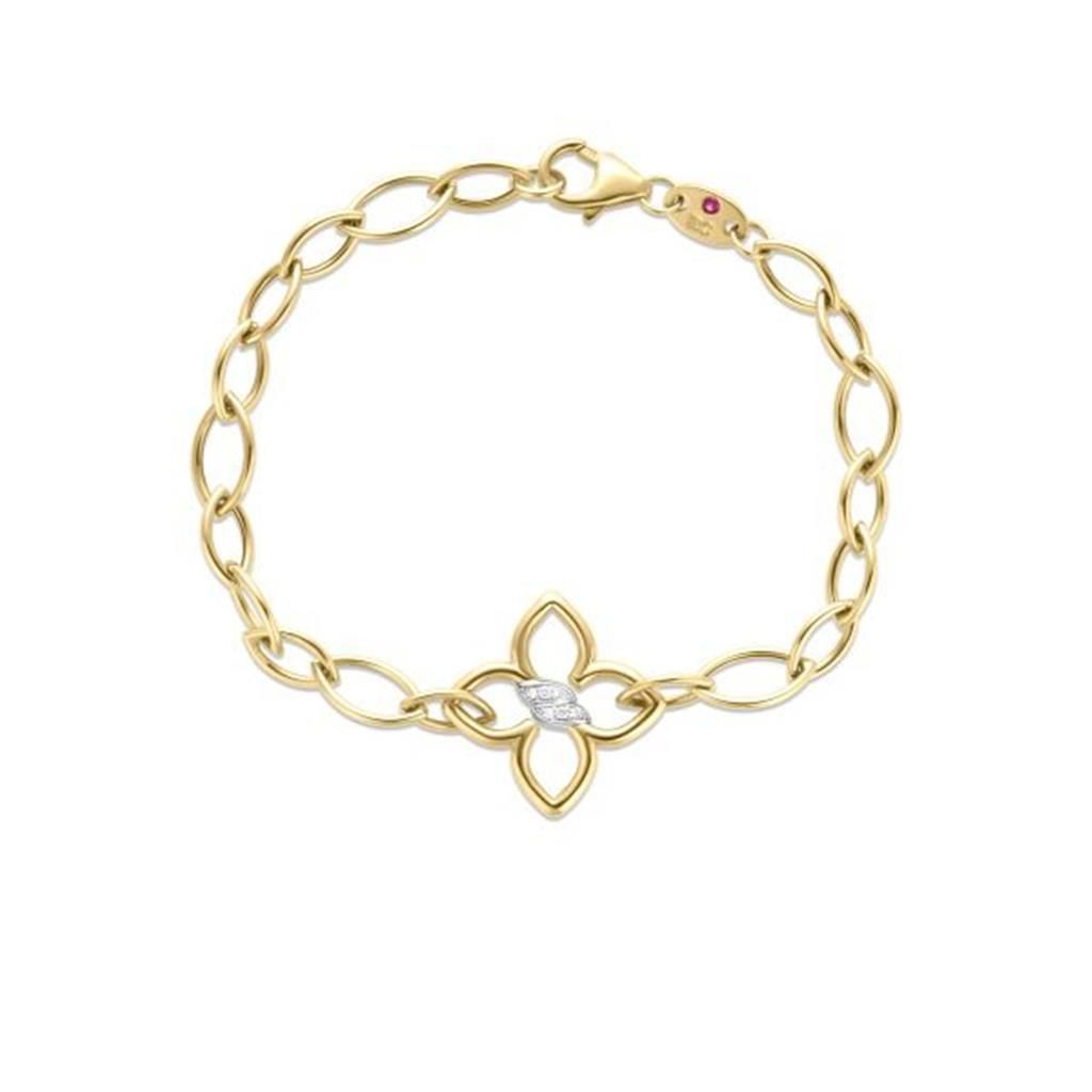 Roberto Coin 18K Yellow Gold Roberto Coin Cialoma Diamond Flower Almond Link Bracelet Bracelets - Women's