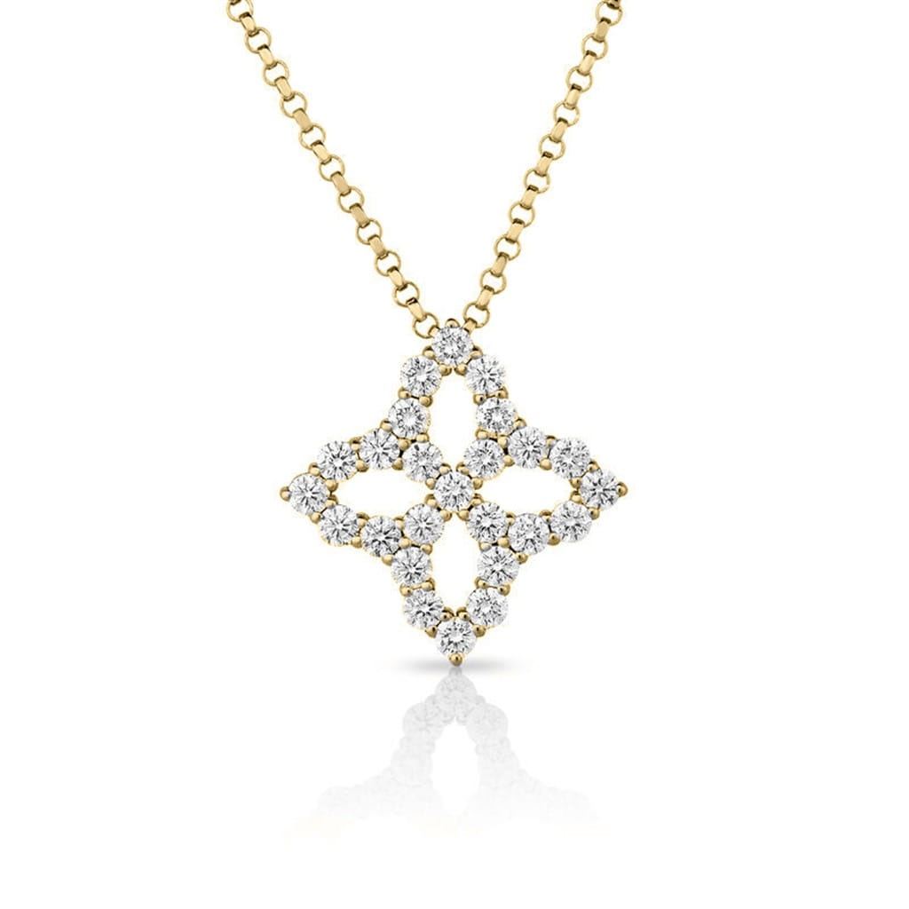 Roberto Coin 18K Yellow Gold Roberto Coin Diamond Princess Flower Necklace Necklaces