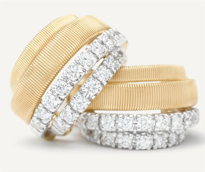 Marco Bicego 18K Yellow Gold Marco Bicego Coil and 2 Row Diamond Huggie Earrings Earrings