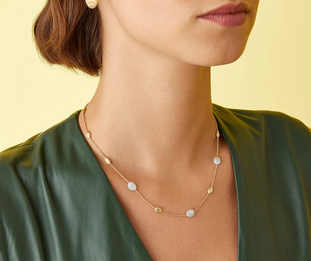 Marco Bicego 18K Yellow Gold Marco Bicego Diamond Bean Necklace Necklaces