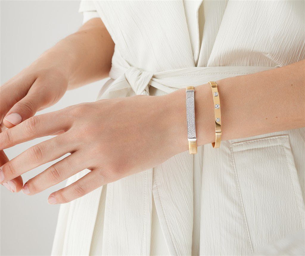 Marco Bicego 18K Yellow Gold Marco Bicego Coil and Diamonds Thin Bangle Bracelet Bracelets - Women's